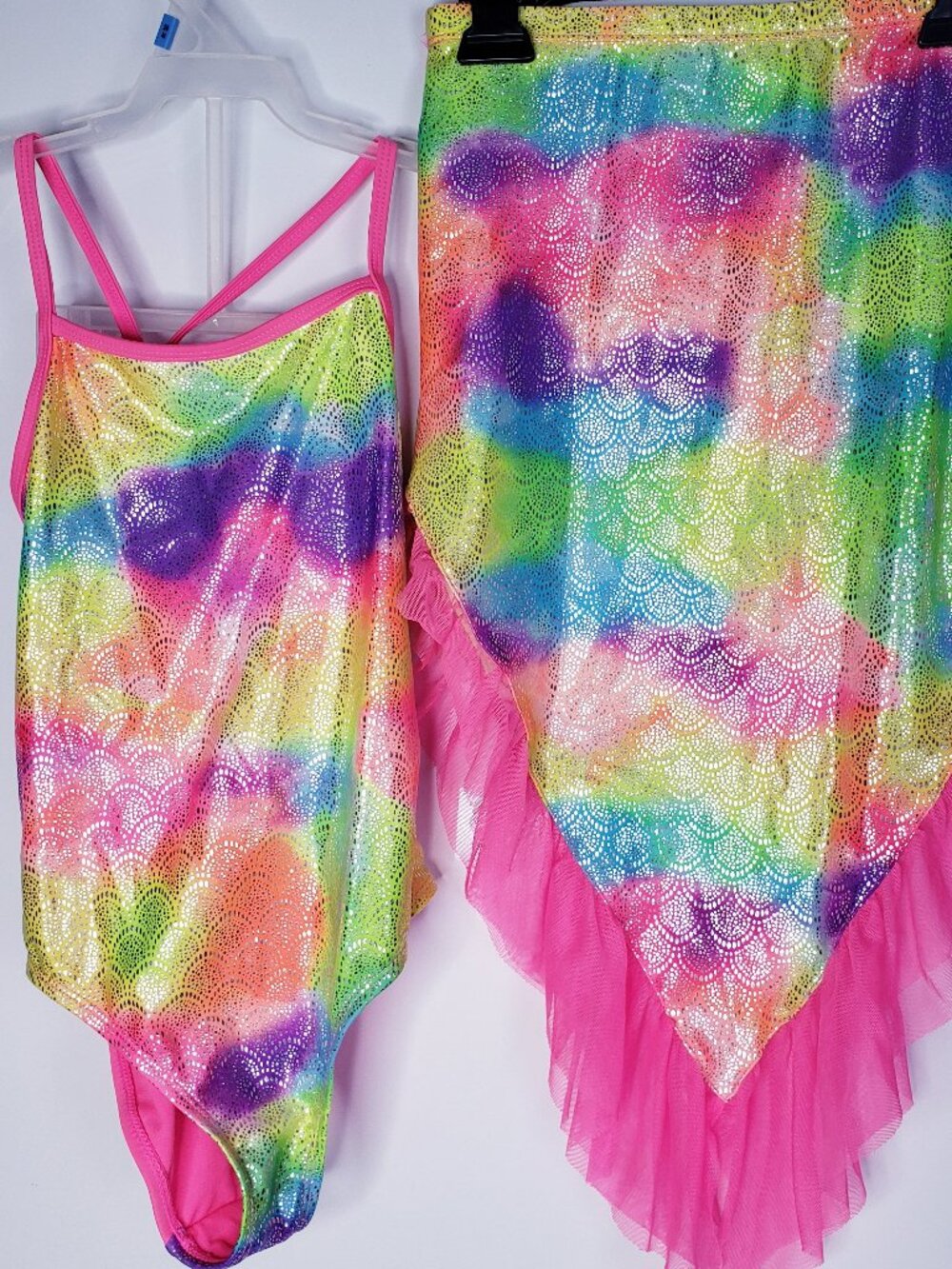 WONDER NATION Mermaid Bikini Swimsuit and Skirt Coverup, 3-Piece Set Size M 7-8